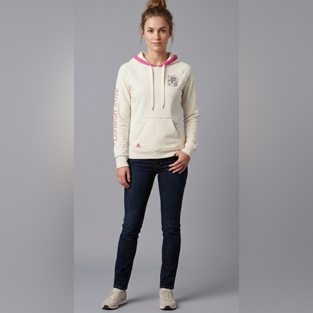 Adidas Women's 2012 Olympics Team Cream Hoodie with Pink Details